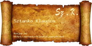 Sztanko Klaudia névjegykártya